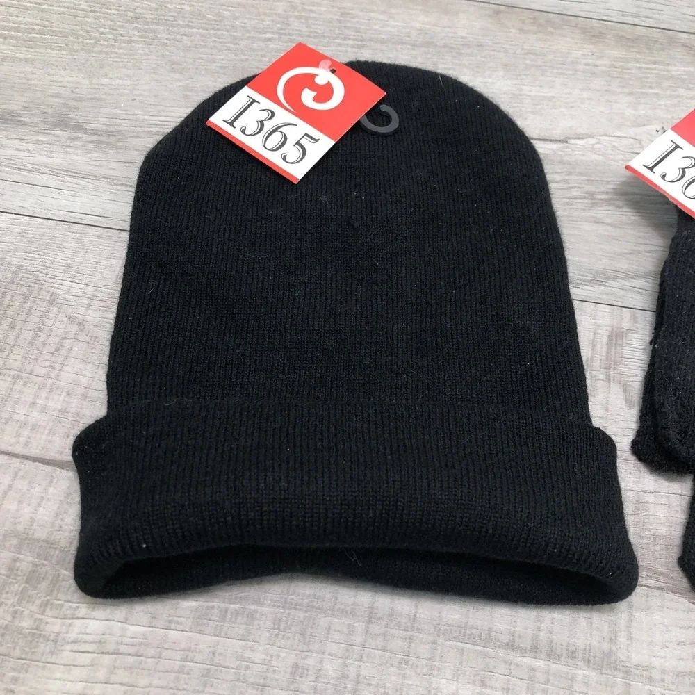Knitted Cap Unisex Beanie With Gloves Intertrade 365 Black Bundle Cap And Gloves
